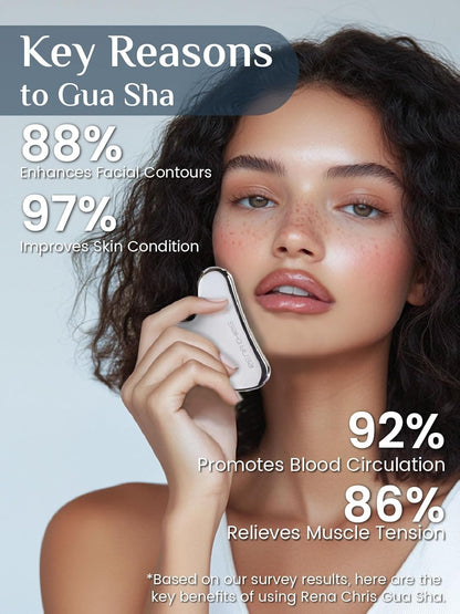 Gua Sha Facial Tools, Stainless Steel Guasha Tool for Acupuncture, Manual Massage Tool for Jawline Sculpting and Puffiness Reducing, Gua Sha Facial Massage Tool, Skin-Care Gift (Silver)