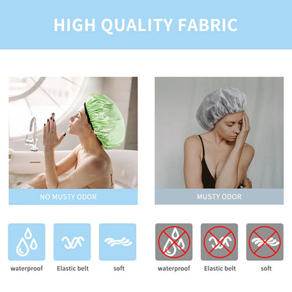 Shower Cap,4-Pack Large Shower Caps for Women Long Hair, Premium Soft Silky Satin Reusable Hair Cap for All Hair Lengths and Big Hairstyles