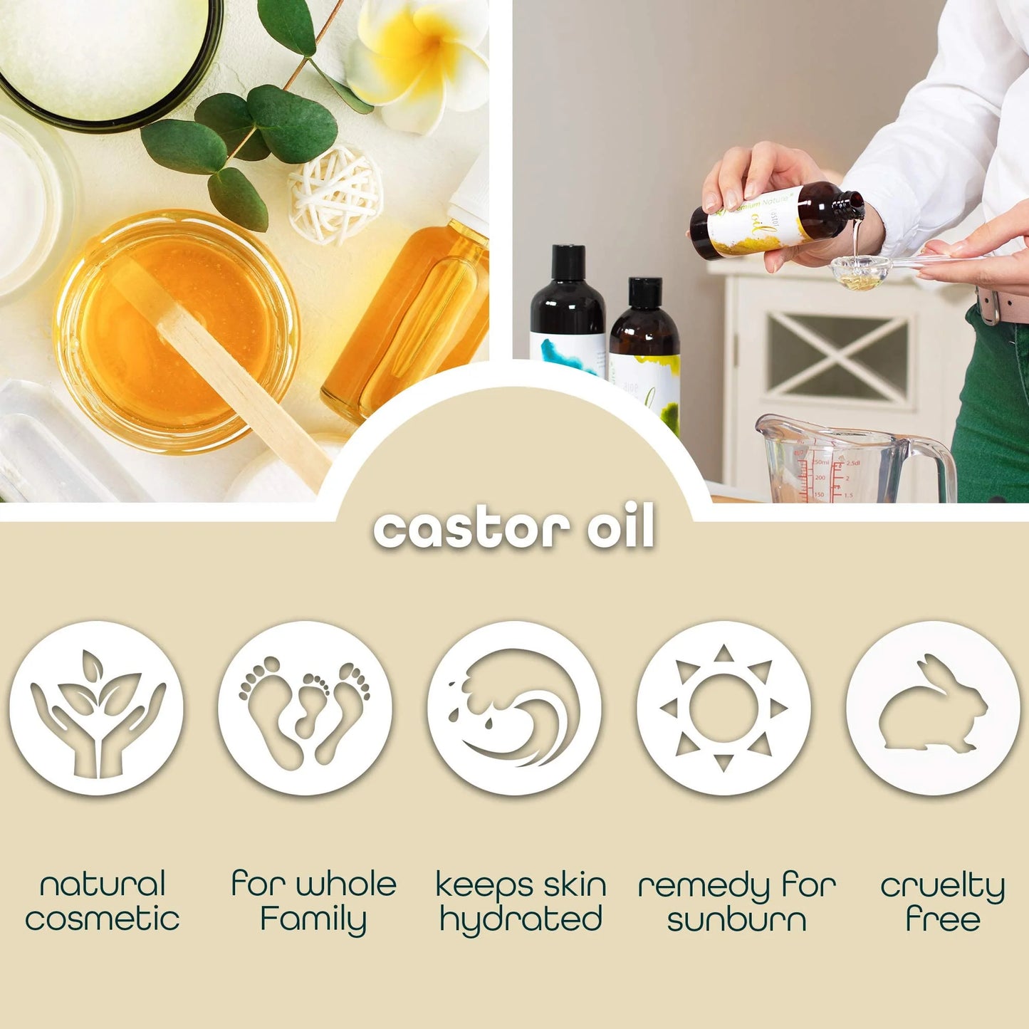 Castor Oil Pure Carrier Oil - Cold Pressed Castrol Oil for Essential Oils Mixing Natural Skin Moisturizer Body & Face, Eyelash Caster Oil, Eyelashes Eyebrows Lash & Hair Growth Serum 4 Oz