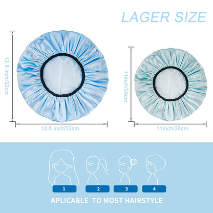 Shower Cap,4-Pack Large Shower Caps for Women Long Hair, Premium Soft Silky Satin Reusable Hair Cap for All Hair Lengths and Big Hairstyles