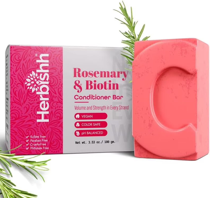 (6 Pack)  Rosemary Conditioner Bar for Hair Growth, Volumizing Solid Conditioner, Strengthening Biotin Bar, Cleansing Soap for Women & Men, Ideal for Curly & Straight Hair Vegan & Sulfate-Free 3.53 Oz