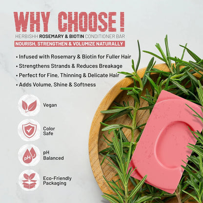 (6 Pack)  Rosemary Conditioner Bar for Hair Growth, Volumizing Solid Conditioner, Strengthening Biotin Bar, Cleansing Soap for Women & Men, Ideal for Curly & Straight Hair Vegan & Sulfate-Free 3.53 Oz