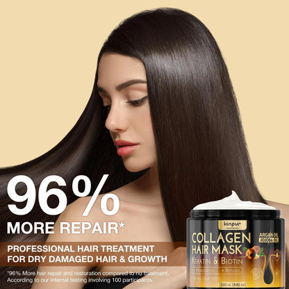 Hair Mask for Dry Damaged Hair with Collagen Biotin Argan Oil Helps Repair Hair
