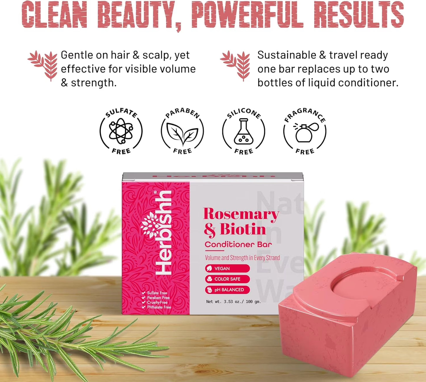 (6 Pack)  Rosemary Conditioner Bar for Hair Growth, Volumizing Solid Conditioner, Strengthening Biotin Bar, Cleansing Soap for Women & Men, Ideal for Curly & Straight Hair Vegan & Sulfate-Free 3.53 Oz